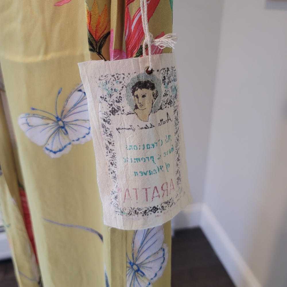 NWT ARATTA Legend of the Crane 100% Viscose Yellow Pink Floral Size XL - Picture 6 of 10